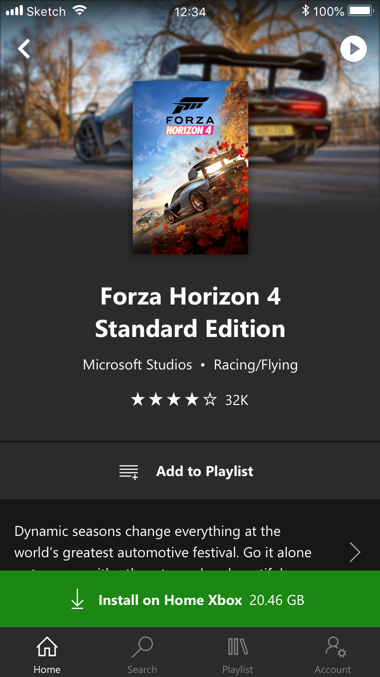 Xbox Game Pass Mobile Detail Page